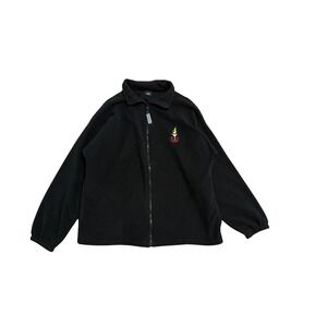 Team USA Olympics Fleece Jacket Mens L Black Full Zip Made In USA Rings